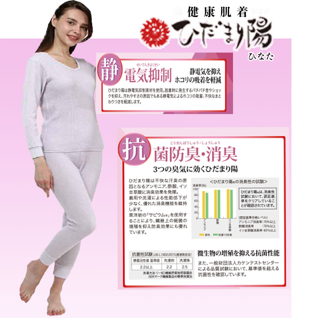 楽天市場】ひだまり肌着 陽 ひなた婦人用上下セット 防寒健康肌着 送料