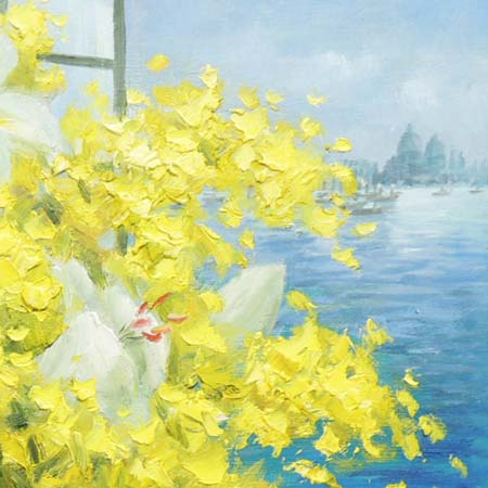 楽天市場】絵画 油絵 ミモザとカサブランカ （堀哲夫） 送料無料