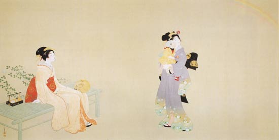 楽天市場】上村松園 絵画 『虹を見る』 送料無料 【複製】【美術印刷