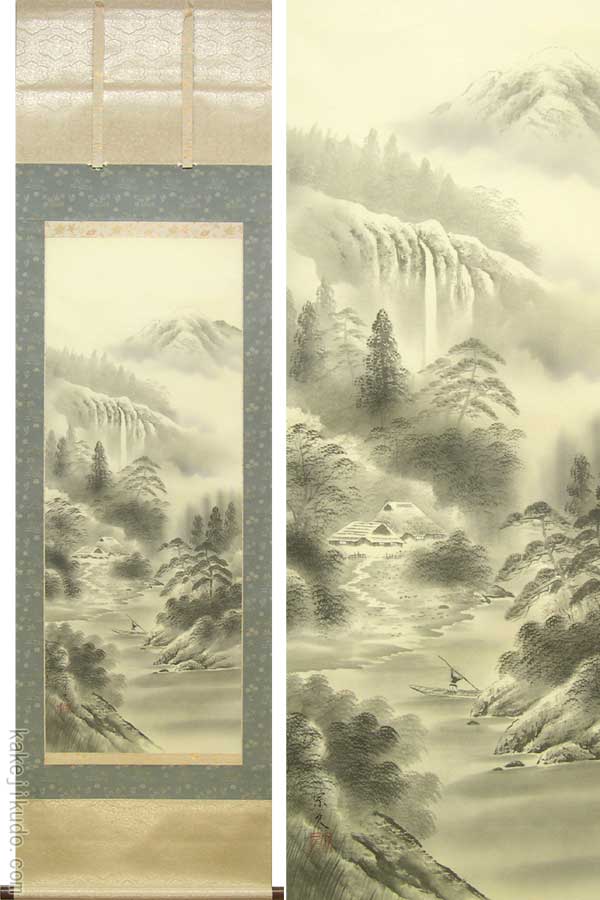 楽天市場】掛け軸 水墨山水 (山下宗久) 送料無料 【掛軸】【一間床