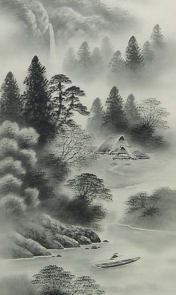 楽天市場】掛け軸 水墨山水 (三浦光陽) 送料無料 【掛軸】【一間床