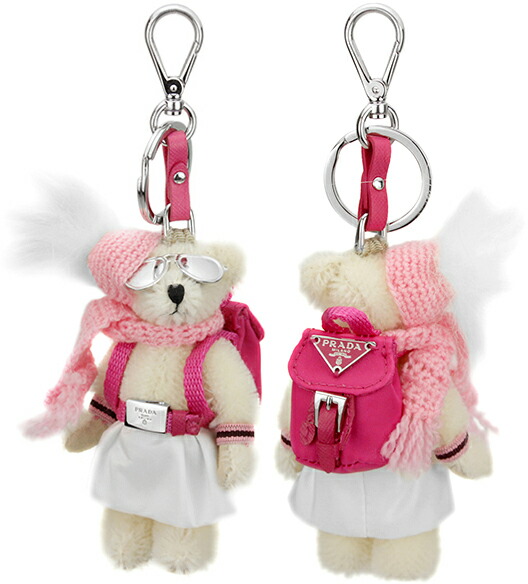 楽天市場】PRADA キーホルダープラダのリュックを背負ったテディーベア