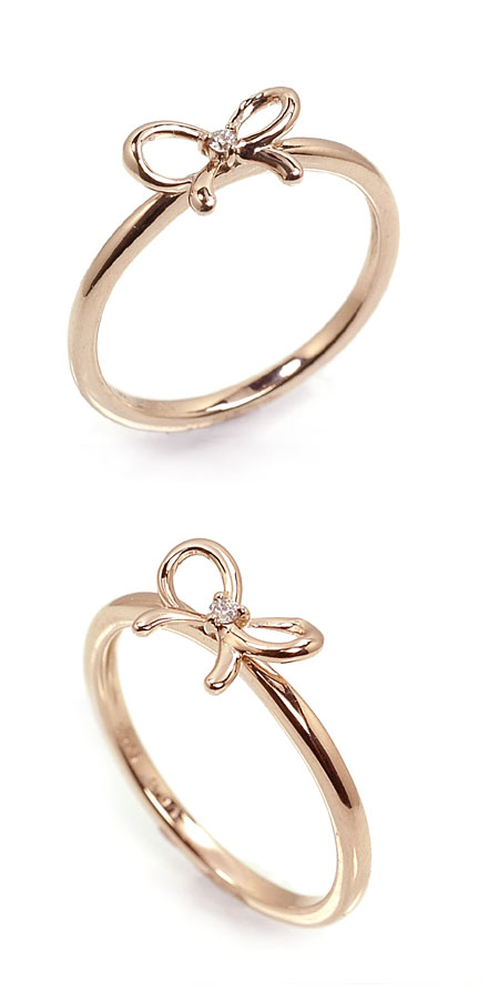 楽天市場】リボンモチーフ レディース ピンキーリング ダイヤモンド 10