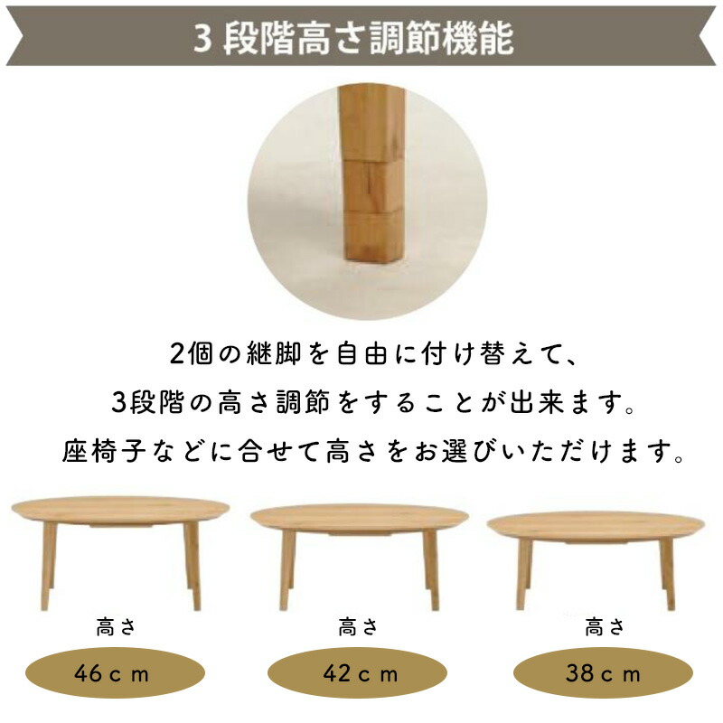 楽天市場】こたつ こたつテーブル オーバル コタツ 楕円形 105×80 3