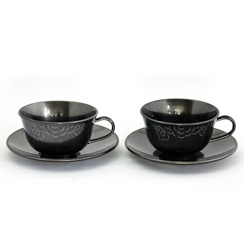 楽天市場】ティーカップ ＆ ソーサー ペア ブラックシルバー SHAKU