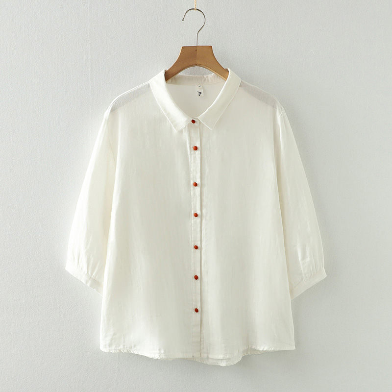 楽天市場】綿100 シャツ ブラウス レディース 半袖 襟付き トップス