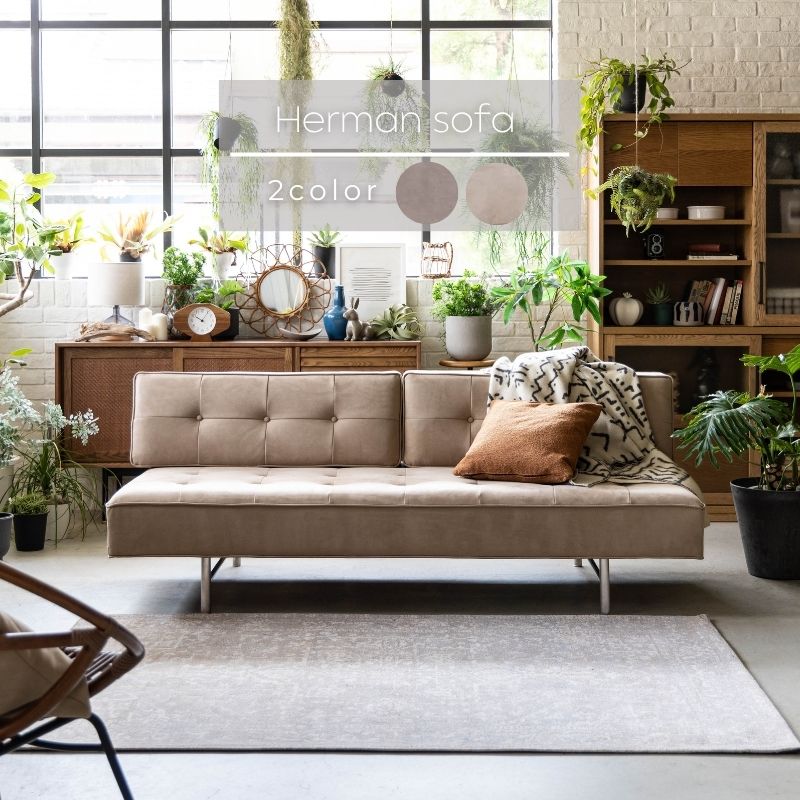 楽天市場】【2色展開】HermanSofa ハーマンソファ スエード生地 ソファ