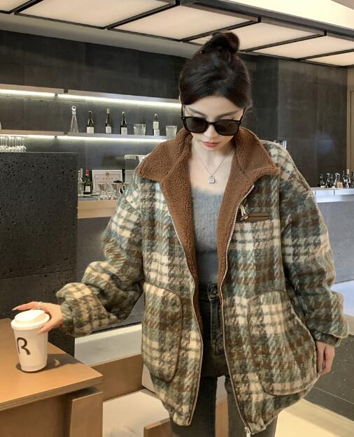 楽天市場】チェック柄 コート ボア ブルゾン アウター ジャケット