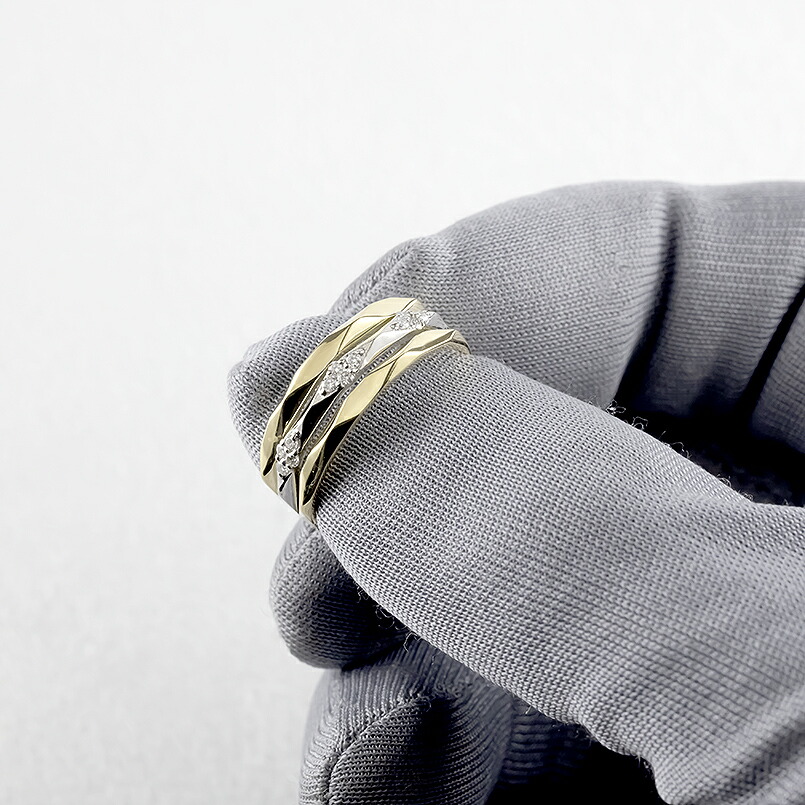 楽天市場】18金 プラチナ900 リング ダイヤモンド 太め 幅広 コンビ