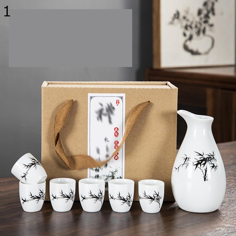 楽天市場】徳利1個 盃6個 酒器セット セラミック 花柄 山水柄 お洒落