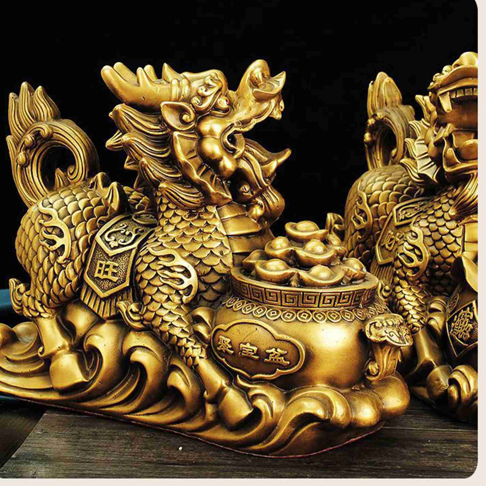 楽天市場】置物 キリン 麒麟 招財 一対 銅製 インテリア 聚寶盆 風水