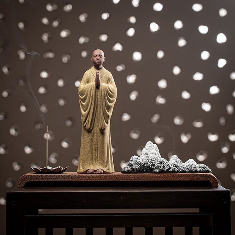 楽天市場】小僧の置物 ミニチュア仏 仏の彫刻 老人の置物 禅僧の置物