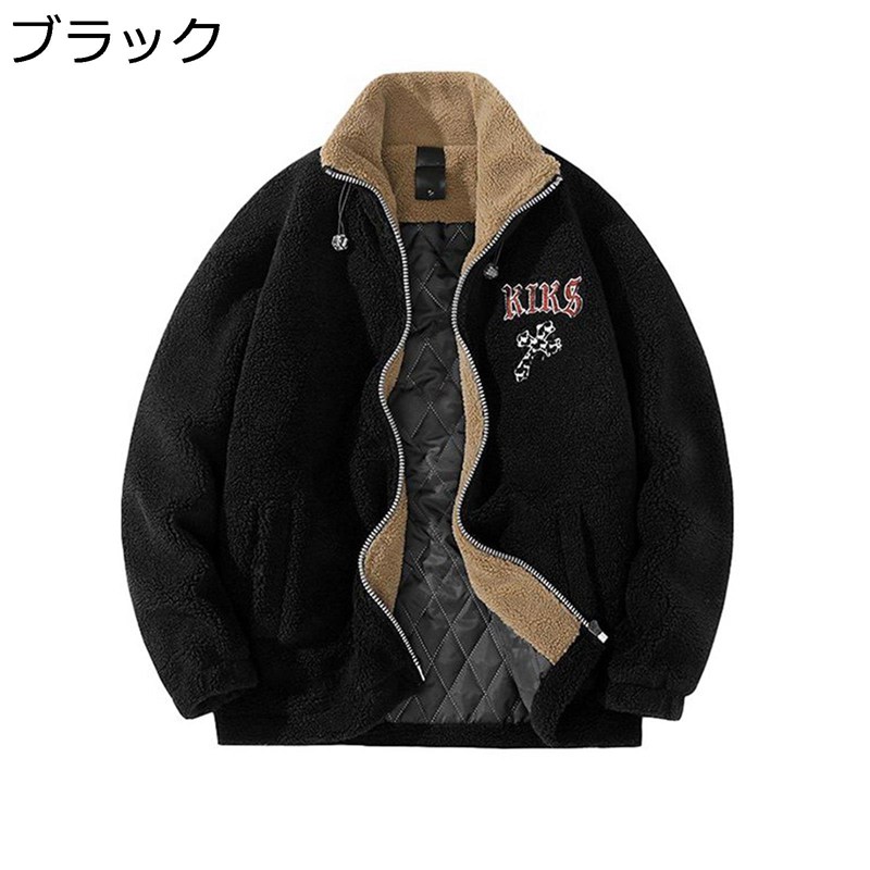 楽天市場】ボアジャケット 中綿コート メンズ クロス柄 ボアブルゾン