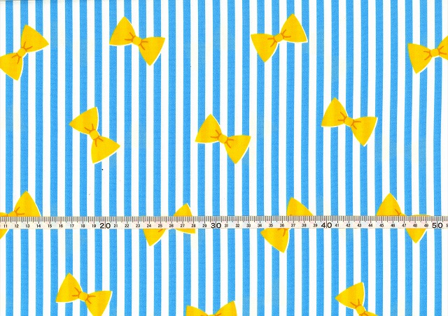 楽天市場】ストライプ＆リボン・イエロー オックス生地 サックス