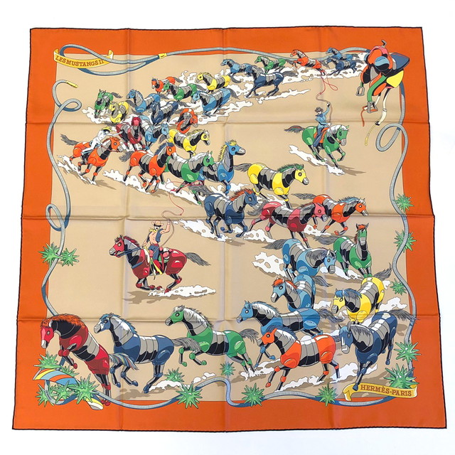 楽天市場】HERMES エルメス スカーフ カレ ダブルフェイス90 野生馬II