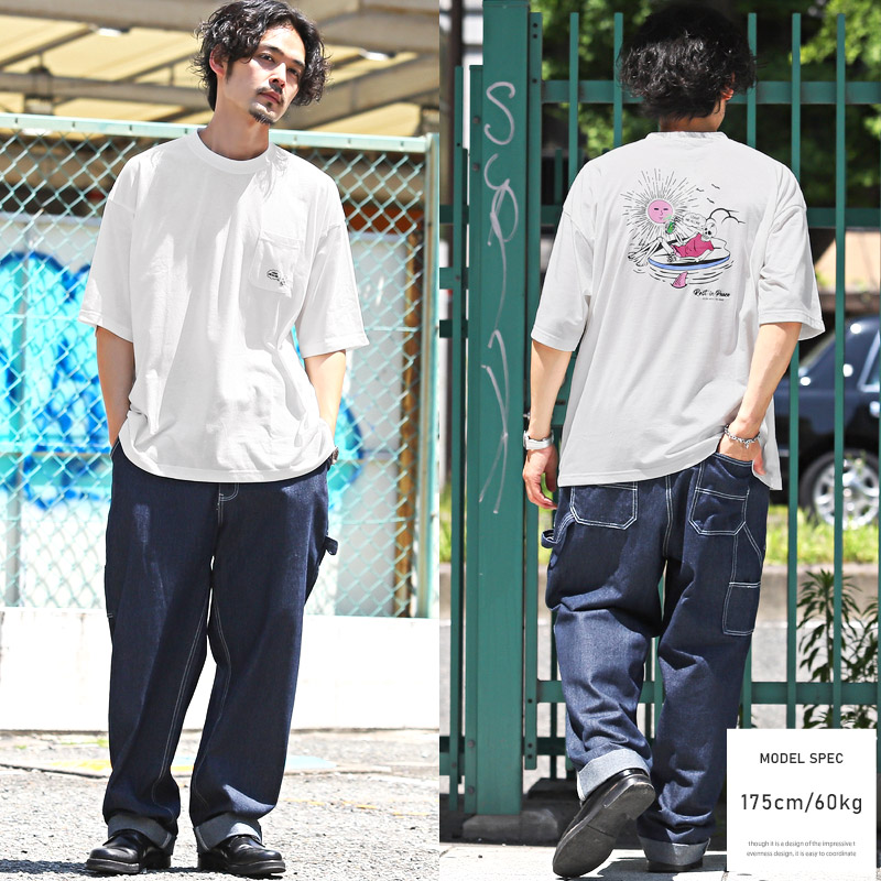 楽天市場】Tシャツ メンズ 半袖 ビッグシルエット ポケット ロゴ刺繍