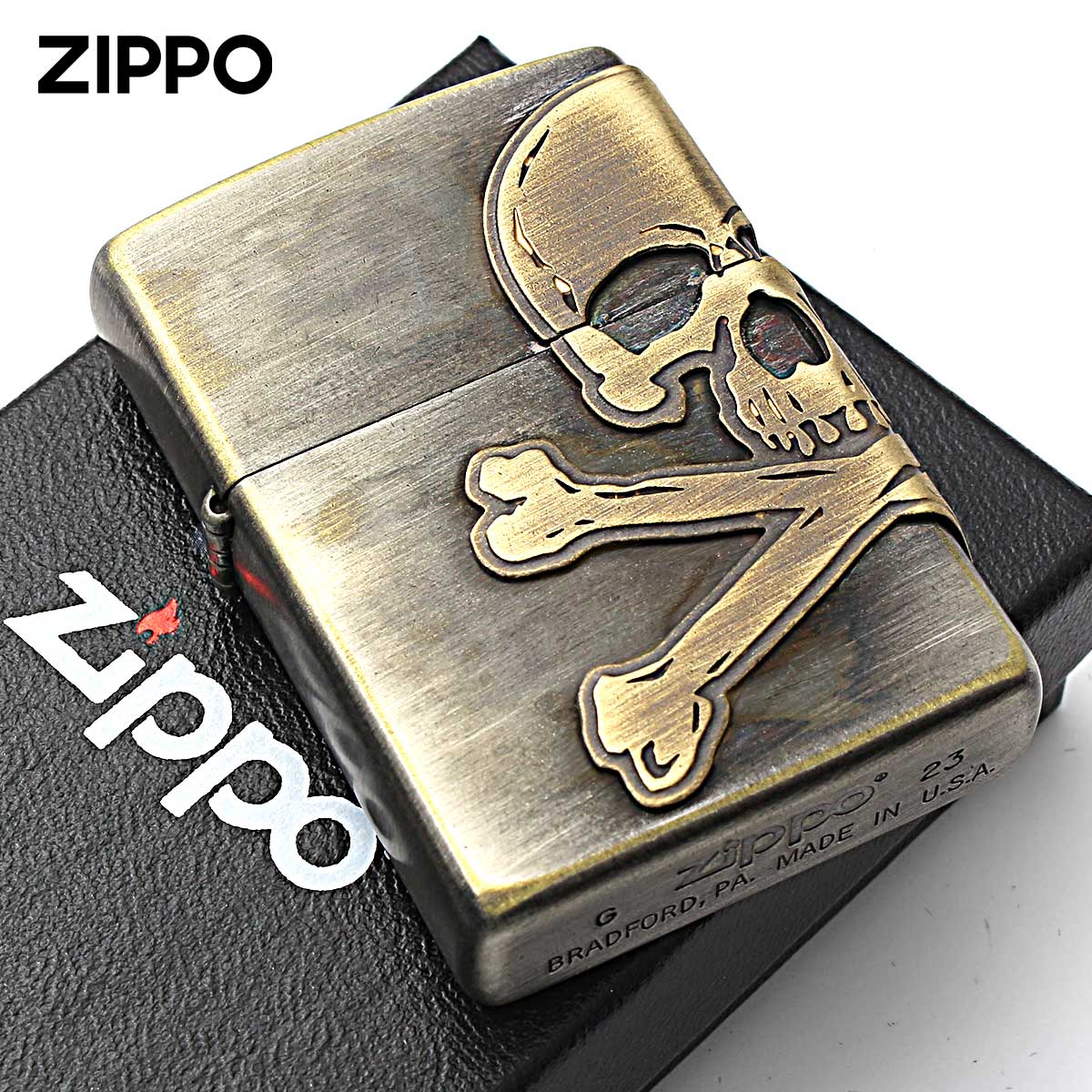 楽天市場】Zippo ジッポライター スカル ドクロ 骸骨 アンティーク