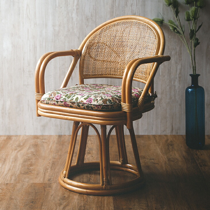 楽天市場】東京ラタン 天然籐肘付き回転チェア ハイタイプ 回転座椅子