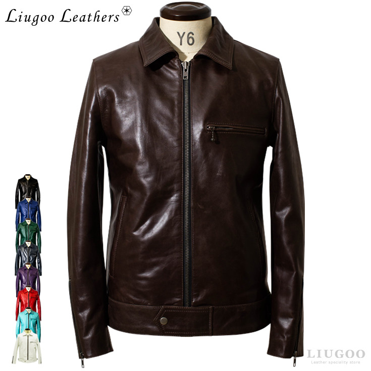 楽天市場】【50%OFFクーポン】Liugoo Leathers 本革 UK襟付きシングル