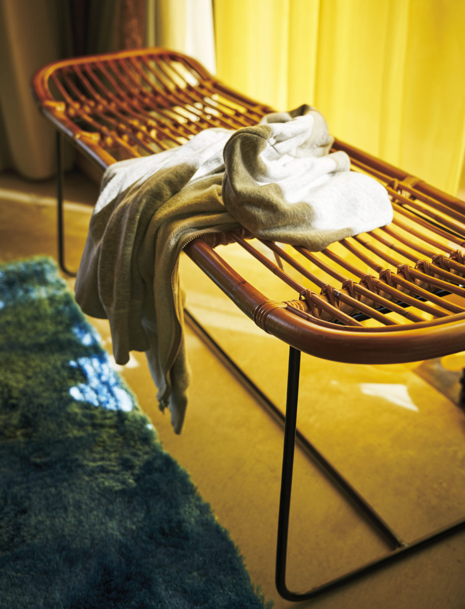 楽天市場】ラタンベンチ 2人掛け 長椅子 アイアンフレーム 籐家具 幅