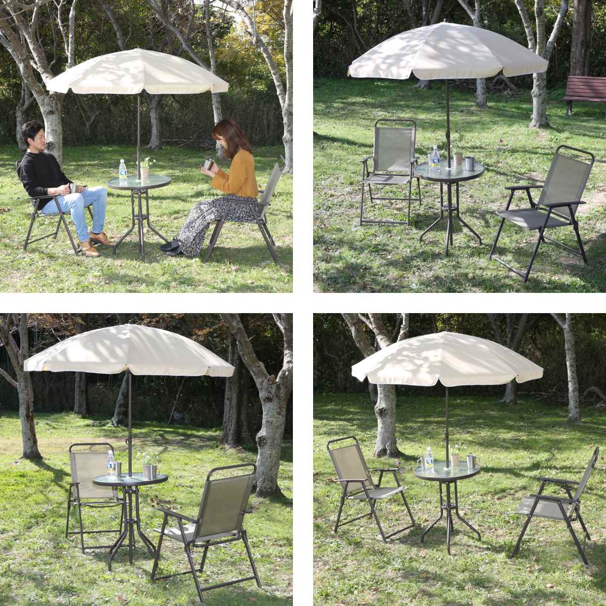 楽天市場】ガーデンテーブル チェアセット パラソル 4点セット （ 送料