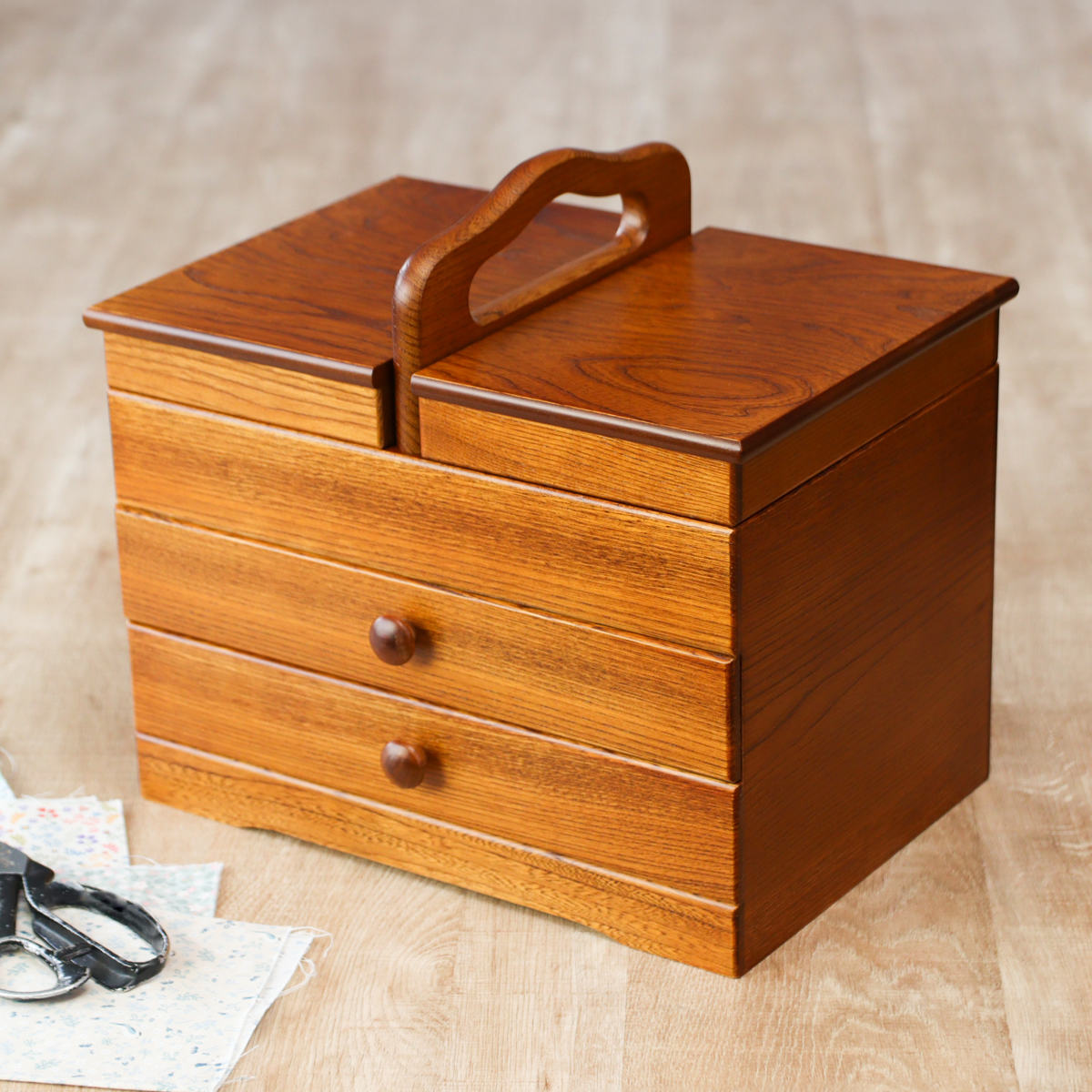 楽天市場】ソーイングボックス 木製 引出し付 あおい 幅32.5cm （ 日本