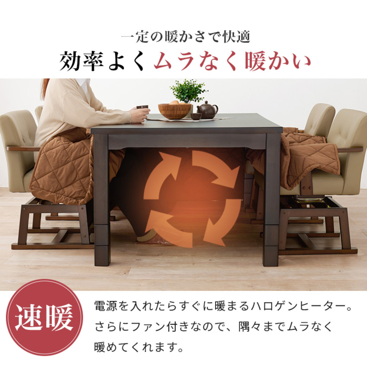 楽天市場】ダイニングこたつセット 4点セット マロン 幅80cm 継脚