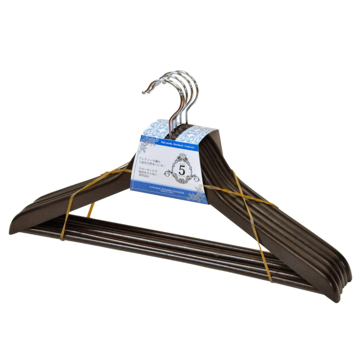 楽天市場】木製ハンガー アンティークブラウン 5本組 （ ハンガー 木製