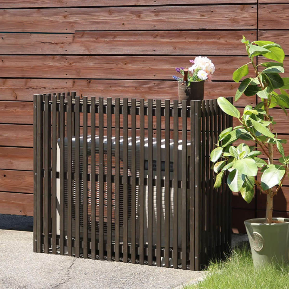 楽天市場】室外機カバー 縦格子 モダン MODACO モダコ 天然木 幅102.5