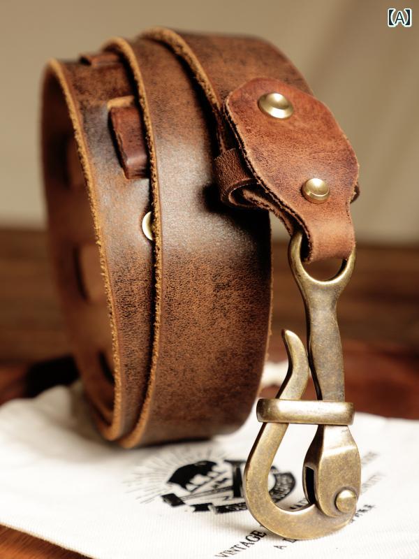 楽天市場】牛革 ベルト メンズ レディース レトロ 革 フック