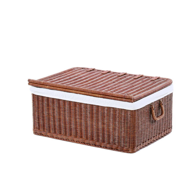 楽天市場】収納ボックス バスケット 蓋付き 収納 ラタン 籐 内布付き