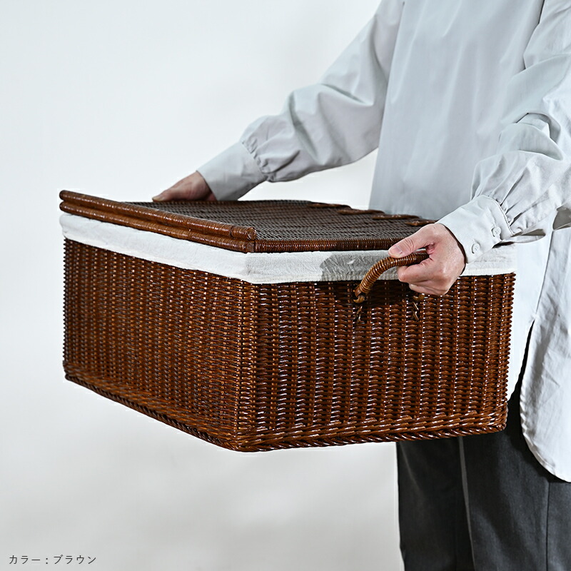 楽天市場】収納ボックス バスケット 蓋付き 収納 ラタン 籐 内布付き