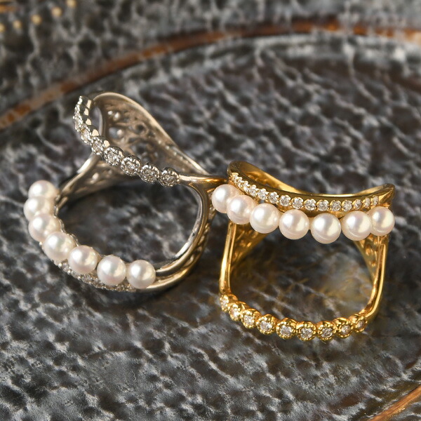 楽天市場】アコヤ ベビーパール ダイヤモンド K18YG/WG リング 11号 指