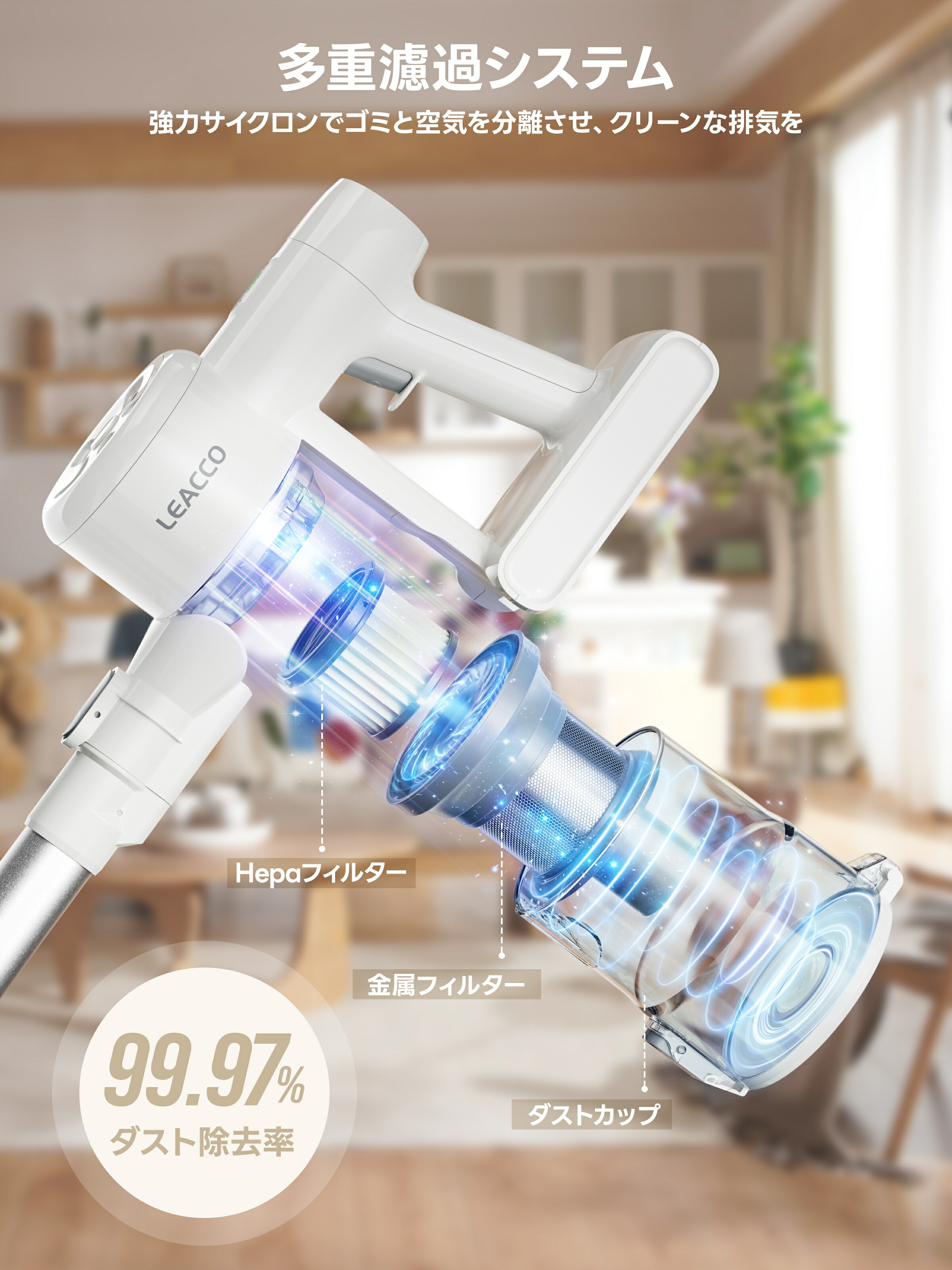 楽天市場】【吸引力革命！75KPa】掃除機 コードレス 掃除機 サイクロン