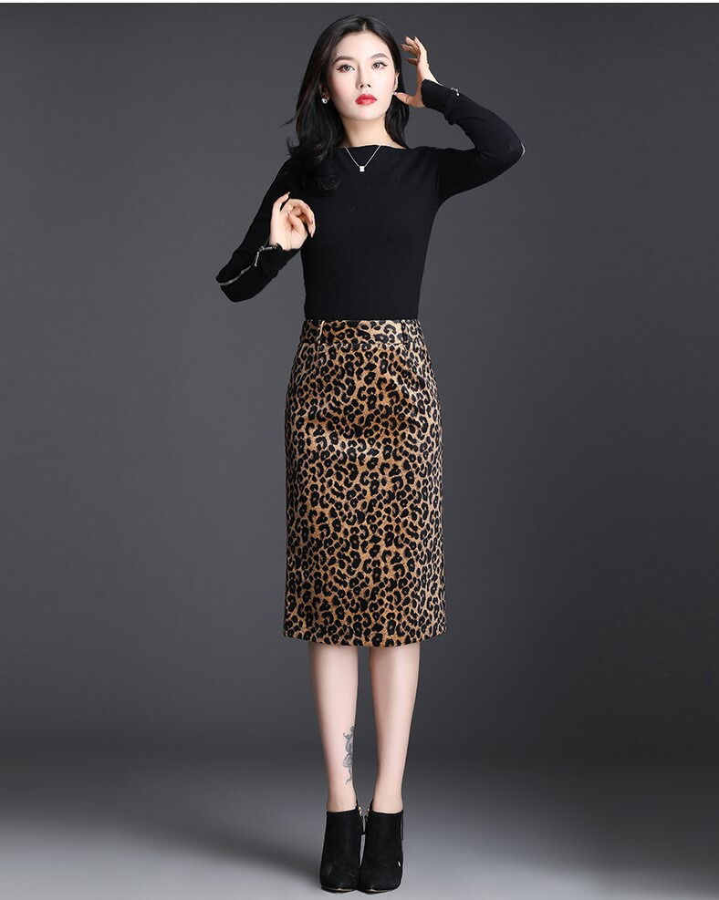楽天市場】レオパード スカート タイトスカート スリット ひざ下丈