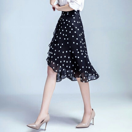 楽天市場】マーメイド スカート 膝丈 花柄 ドット柄スカート