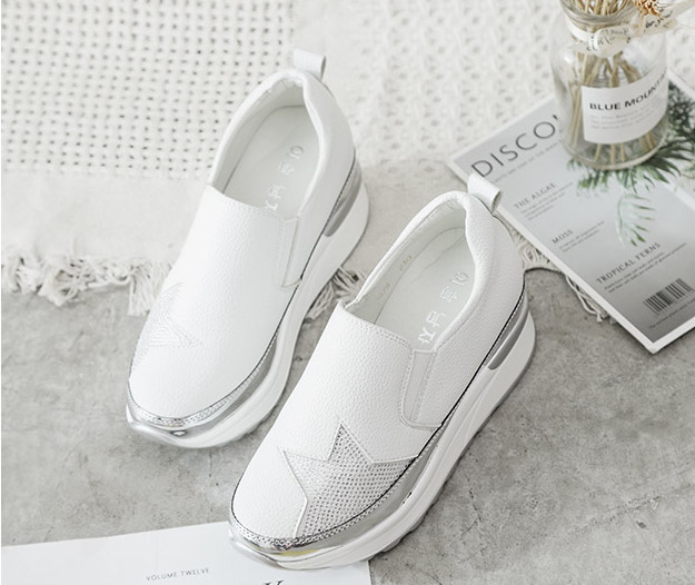 楽天市場】星型 ラインストーン スリッポン 厚底 スニーカー 黒 白