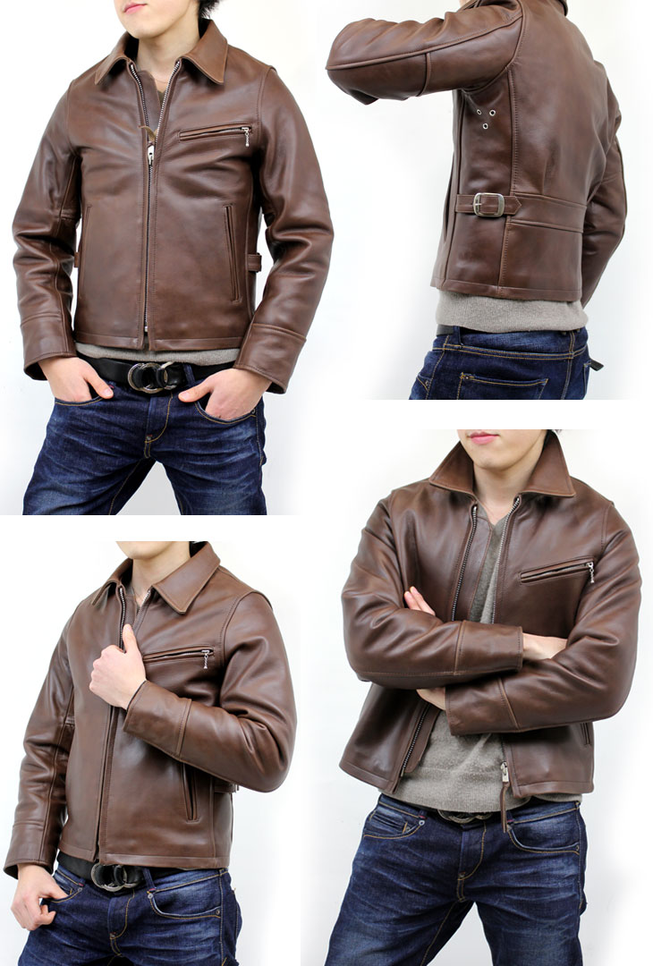 楽天市場】XS~6L 襟付き シングルライダース カウレザー 牛革 本革 本