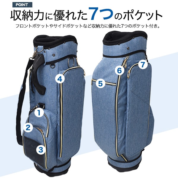 楽天市場】クラブ9本収納【デニム柄☆セルフスタンドゴルクラブケース