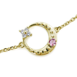 楽天市場】ピンクトルマリン ブレスレット 月 星モチーフ 10金 ブレス