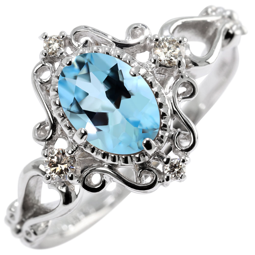 楽天市場】アクアマリン 指輪 ゴールド レディース リング 18金 3月