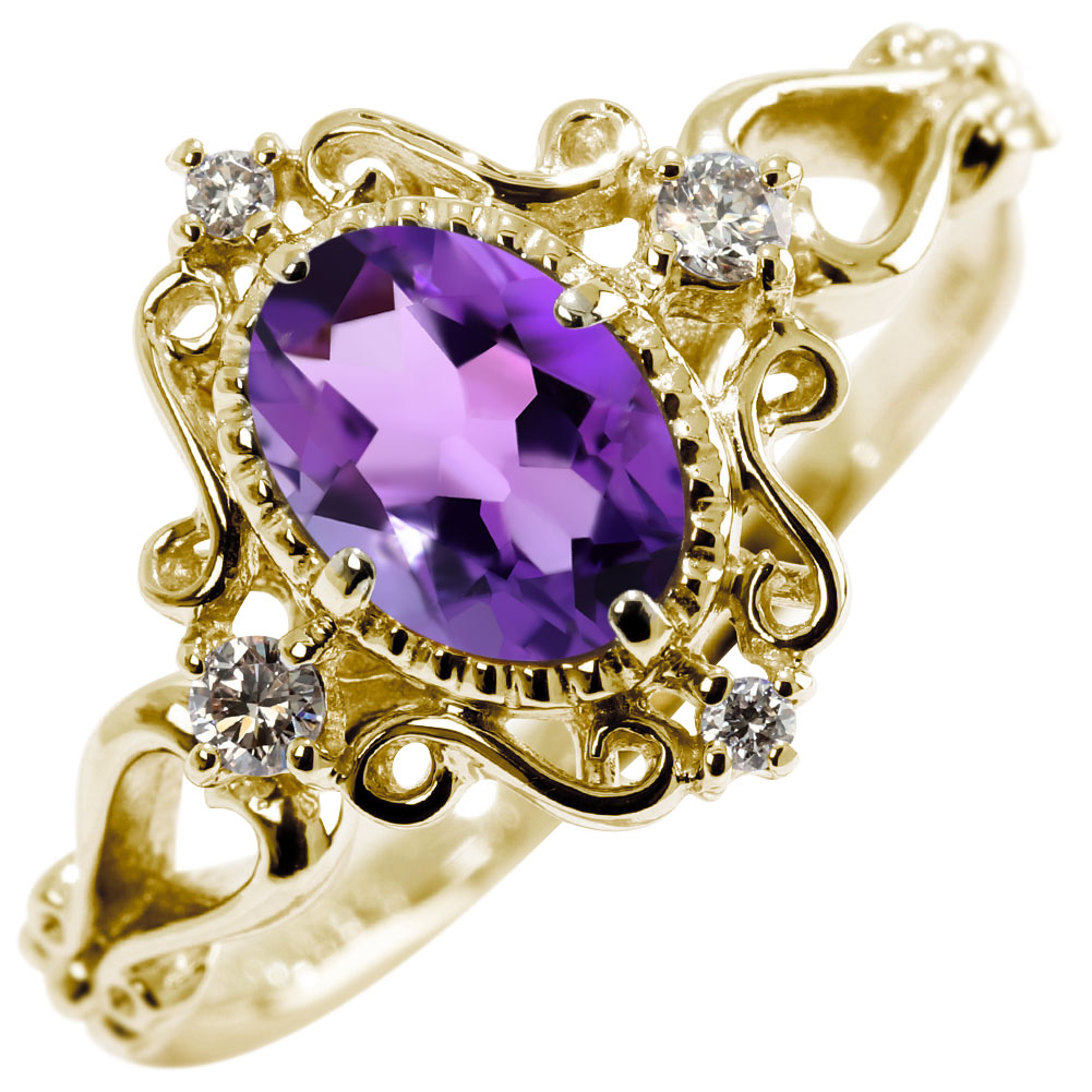 楽天市場】アメジスト 指輪 ゴールド レディース リング 18金 2月