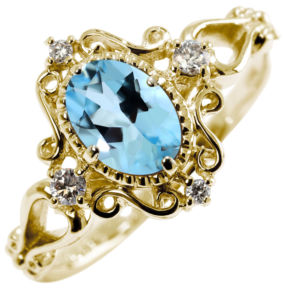 楽天市場】アクアマリン 指輪 ゴールド レディース リング 18金 3月