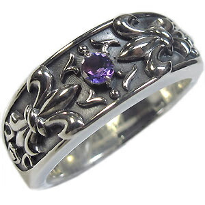 楽天市場】リング・メンズ・アメジスト・リング・百合の紋章・指輪