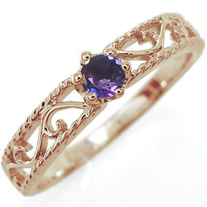 楽天市場】ピンキーリング 王冠 アメジスト 指輪 18金 18k リング