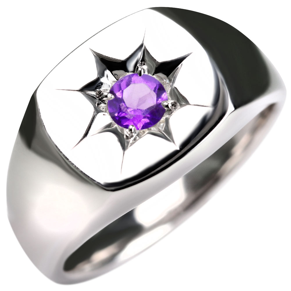 楽天市場】アメジスト リング 18金 メンズ 2月誕生石 指輪 ゴールド