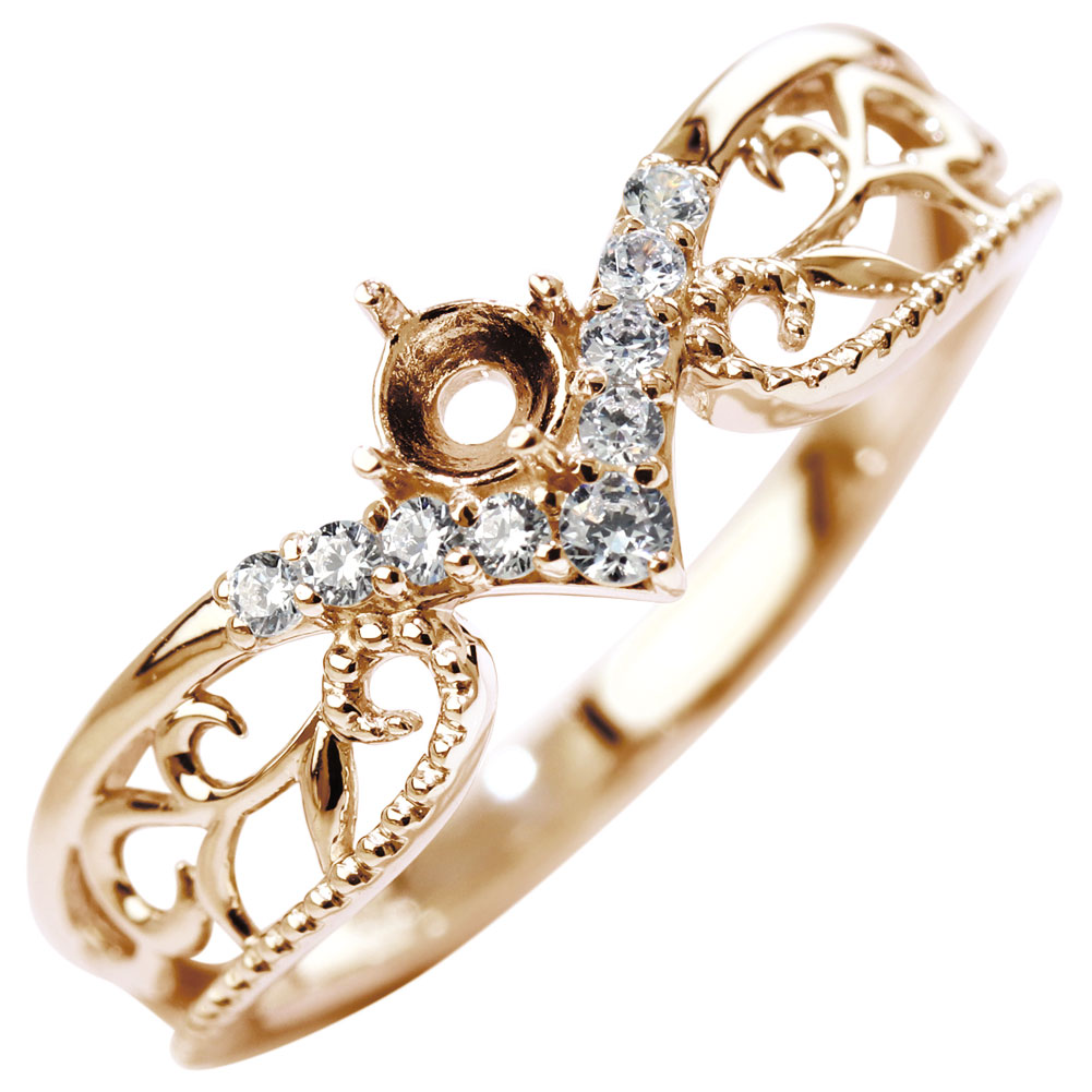 楽天市場】リング枠 指輪 3mm 空枠 ダイヤモンド V字 パヴェ ティアラ