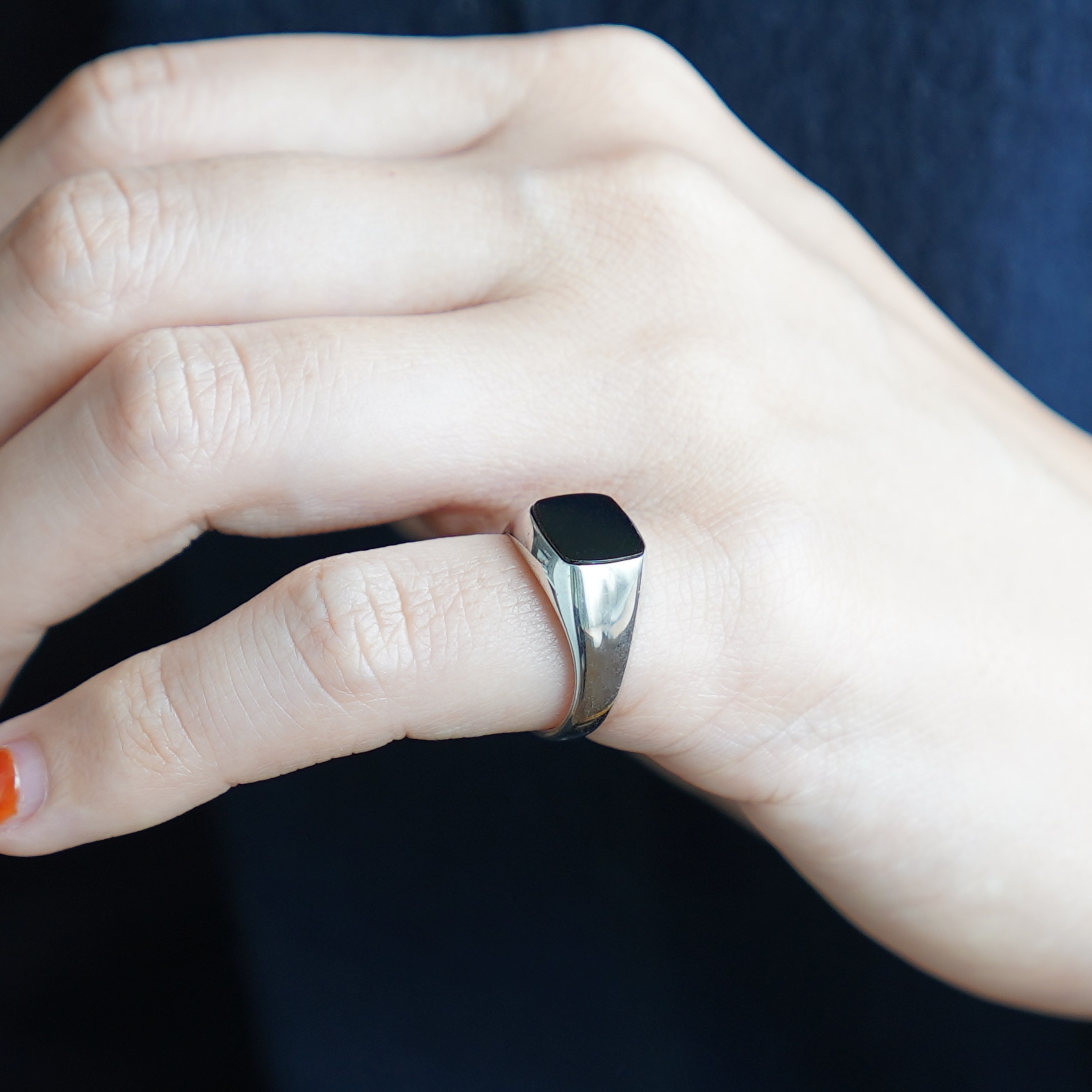 楽天市場】【受注製作】オニキス シルバー 天然石 メンズピンキー