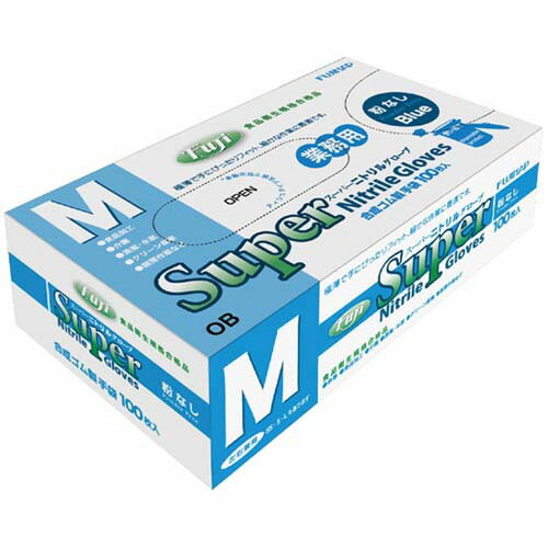 楽天市場】フジスーパーニトリルグローブ 粉無 青 M 100枚*30箱入