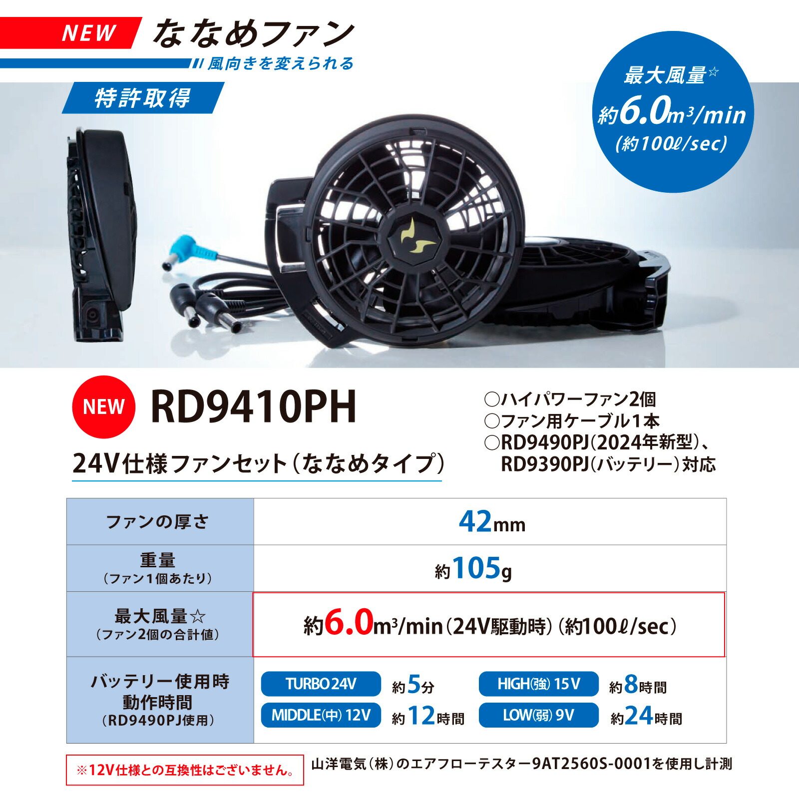 楽天市場】空調風神服 24V バッテリー ファン セット 2024 新作